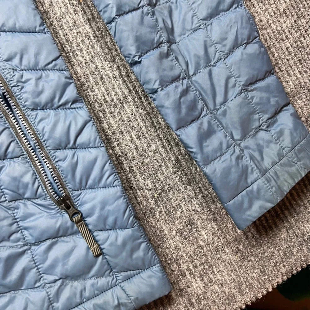 The North Face Thermoball Jacket Mens XL Light Blue Full Zip Puffer Primaloft
